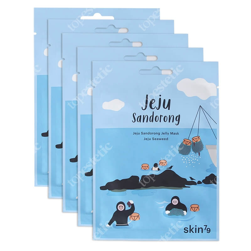 Skin79 Jeju Sandorong Jelly Mask Seaweed x 5 ZESTAW Odmładzająca maska w płacie z wodorostów morskich 33 ml x 5