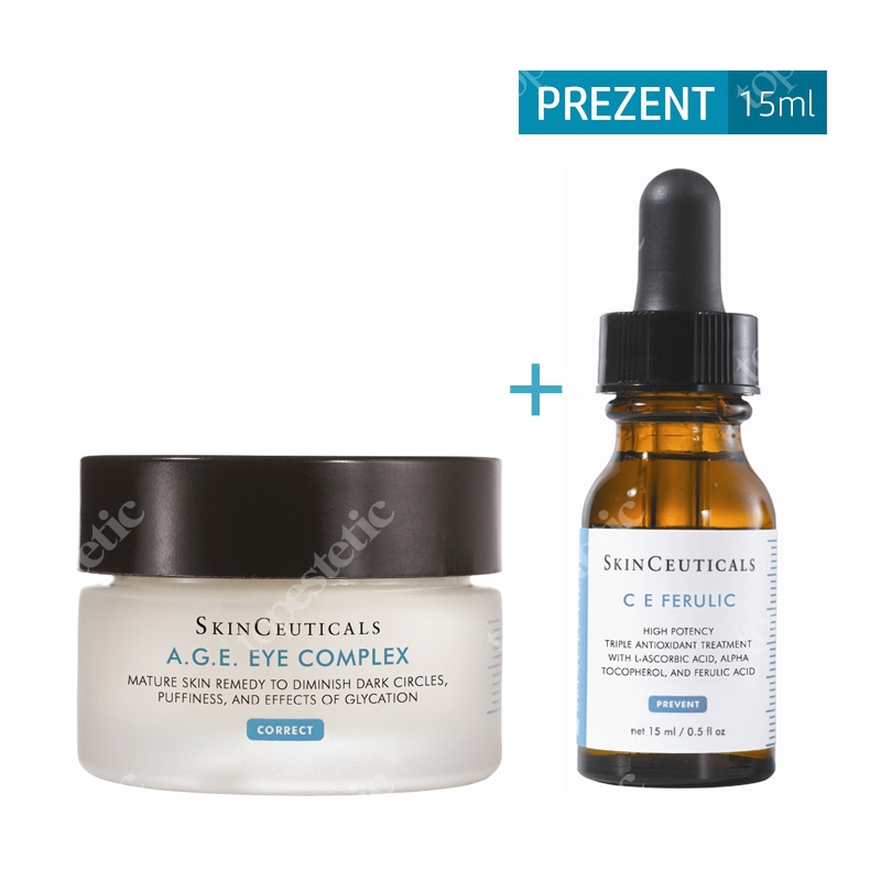 Skinceuticals AGE Eye Complex + C E Ferulic ZESTAW Krem pod oczy redukujący cienie i worki 15 ml + aktywne serum antyoksydacyjne 15 ml