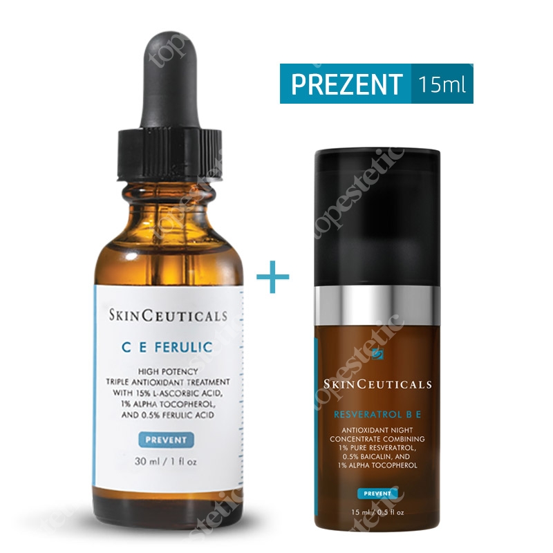 Skinceuticals C E Ferulic + Resveratrol B E ZESTAW Aktywne serum antyoksydacyjne 30 ml + Serum antyoksydacyjne na noc 15 ml