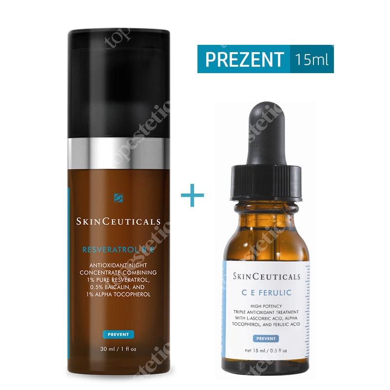 Skinceuticals Resveratrol B E + C E Ferulic ZESTAW Serum antyoksydacyjne na noc 30 ml + Aktywne serum antyoksydacyjne 15 ml