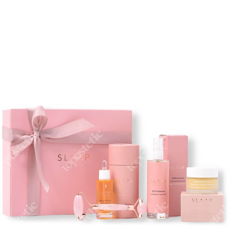 Slaap Christmas Box ZESTAW Serum olejowe na noc 30 ml + Prebiotyczny krem na dzień 50 ml + Nawilżająca esencja tonizująca 100 ml + Roller do masażu 1 szt