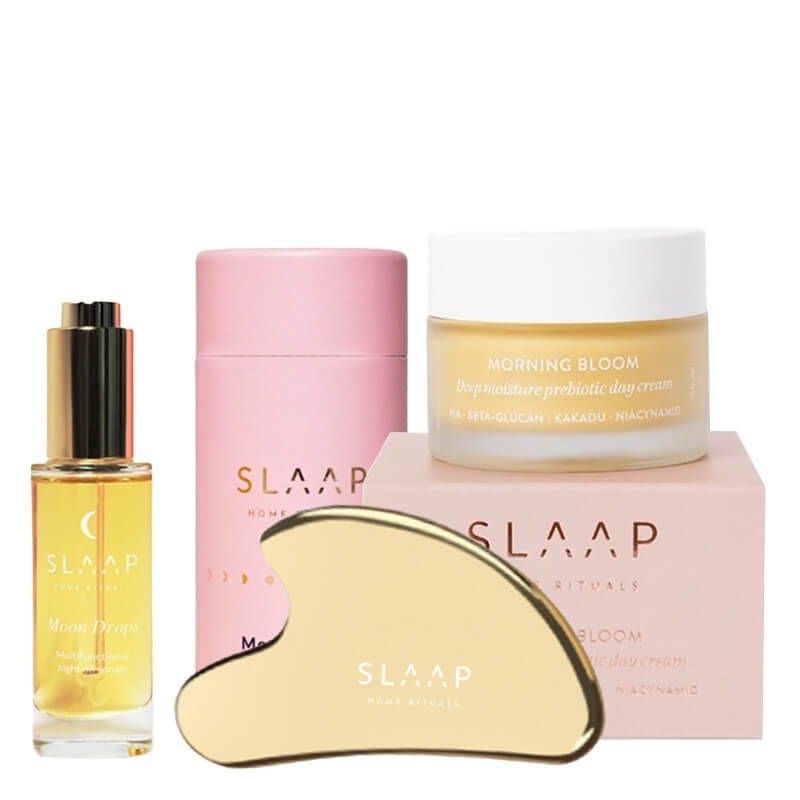 Slaap Day and Night Face Care ZESTAW Płytka do masażu twarzy 1 szt + Serum olejowe na noc 30 ml + Prebiotyczny krem na dzień 50 ml