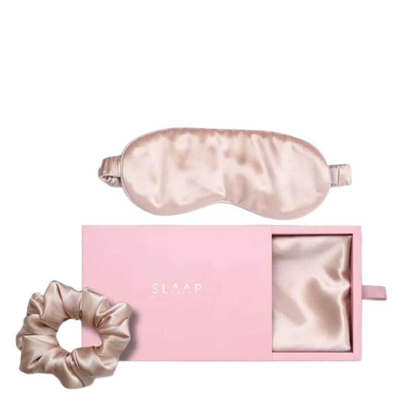 Slaap Oh! My Night - Beige Set ZESTAW Poszewka na poduszkę (beżowa) 1 szt. + Opaska na oczy (beżowa) 1 szt. + Gumka do włosów - beż 1 szt