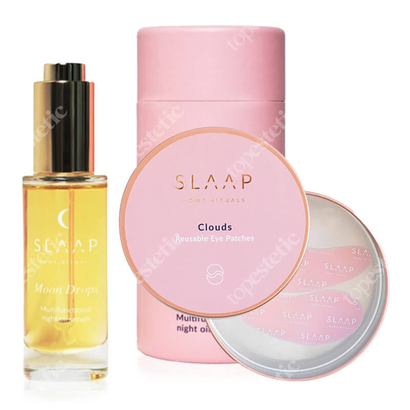 Slaap Reusable Eye Patches + Moon Drops ZESTAW Wielorazowe płatki pod oczy 2 szt + Wielozadaniowe serum olejowe na noc 30 ml