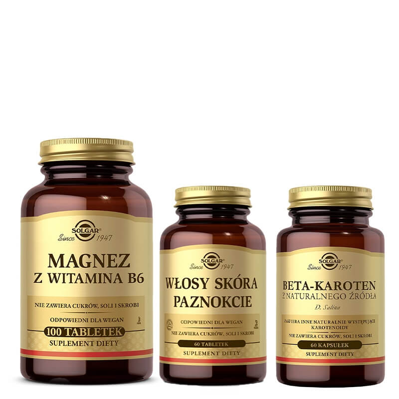 Solgar Beauty And Healthy ZESTAW dla wsparcia skóry, włosów i paznokci 60 tabletek + D. salina 60 kapsułek + 100 tabletek