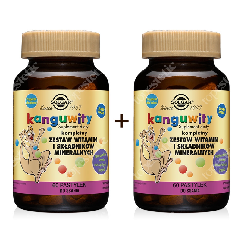 Solgar Kanguwity (smak soczyste jagody) x 2 ZESTAW Kompletny zestaw witamin i składników mineralnych 2x 60 pastylek