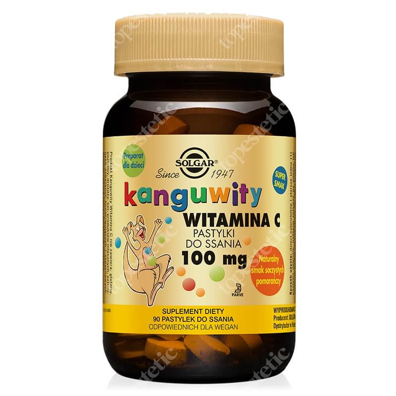 Solgar Kanguwity Witamina C 100 mg Pastylki do ssania naturalny smak soczystych pomarańczy 90 pastylek