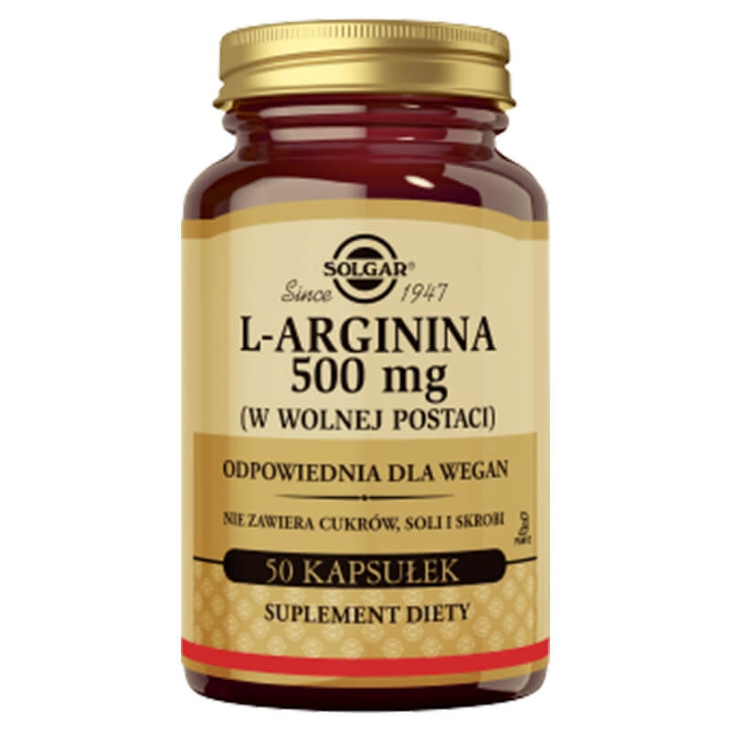 Solgar L-arginina 500 mg W wolnej postaci 50 kaps.