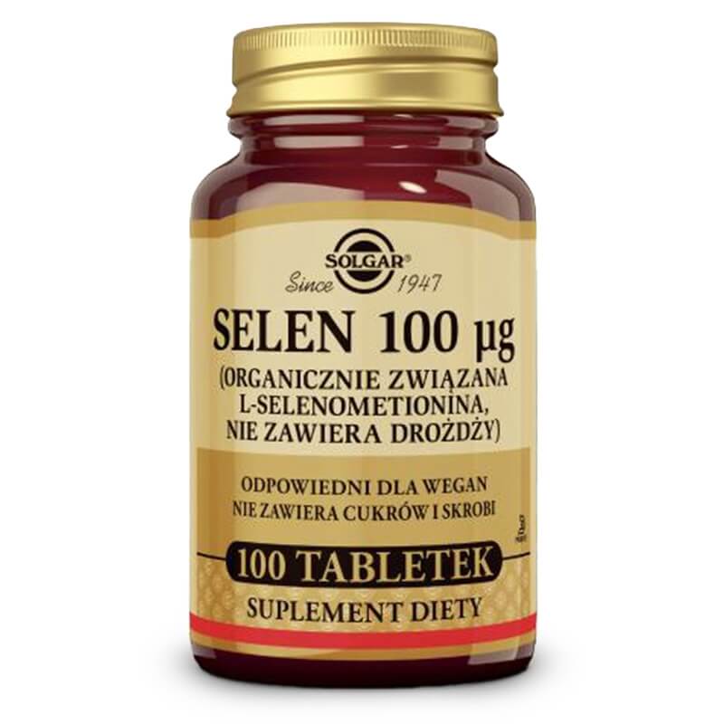 Solgar Selen 100 µg Nie zawiera drożdży 100 tabletek