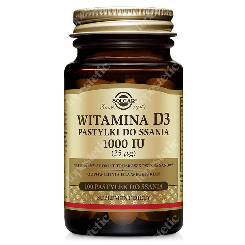 Solgar Witamina D3, 1000 IU (25 µg) Pastylki do ssania 100 pastylek