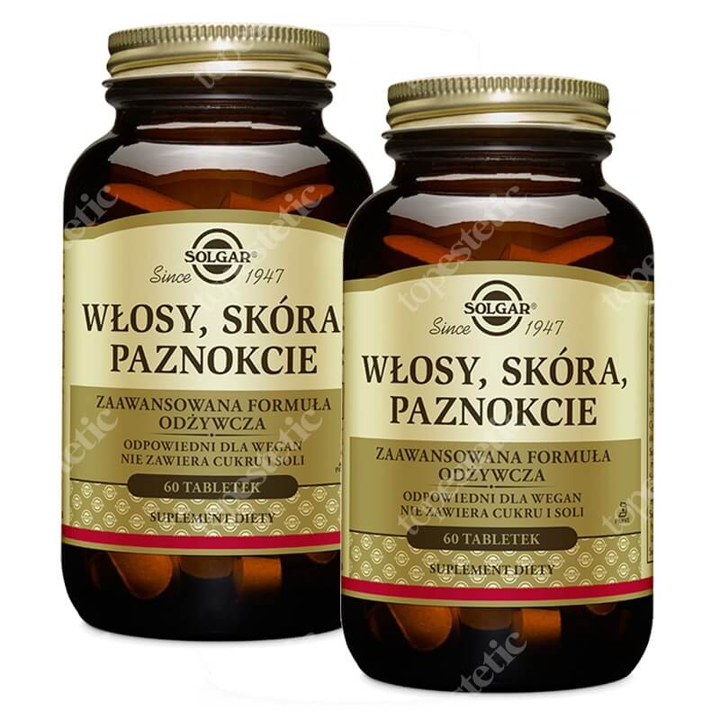 Solgar Włosy, Skóra, Paznokcie (WSP) 2Pack ZESTAW Zaawansowana formuła odżywcza 60 tabletek x 2