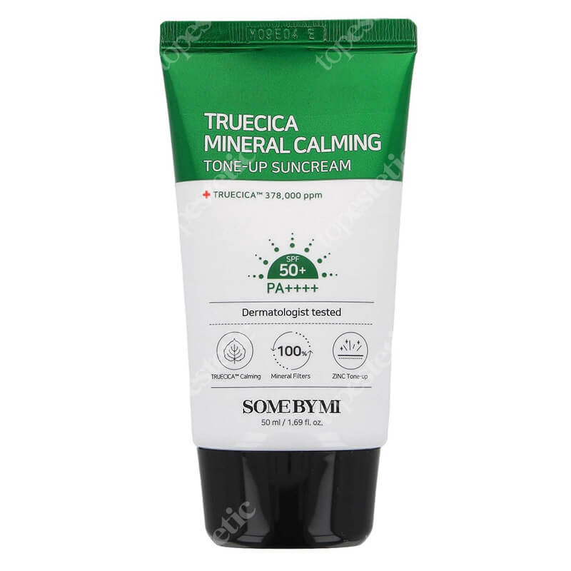 Some By Mi Truecica Mineral Calming Tone-Up Suncream SPF50+ PA++++ Ultralekki krem ​​do opalania przeznaczony jest dla skóry problematycznej 50 ml