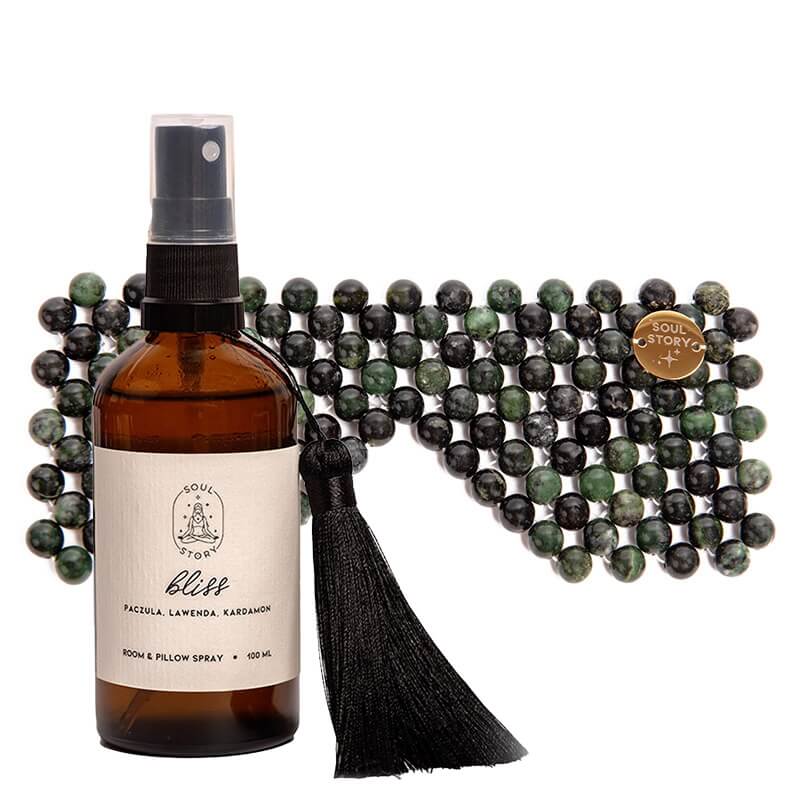 Soul Story Bliss Room Relax Set ZESTAW Mgiełka zapachowa 100 ml + Maska na oczy z naturalnych kamieni jadeitowych 1 szt