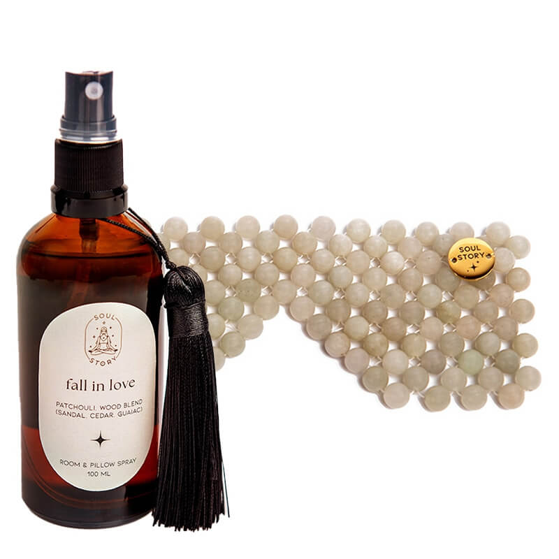 Soul Story Fall In Love Room Relax ZESTAW Mgiełka zapachowa 100 ml + Maska na oczy z naturalnych kamieni jadeitowych 1 szt