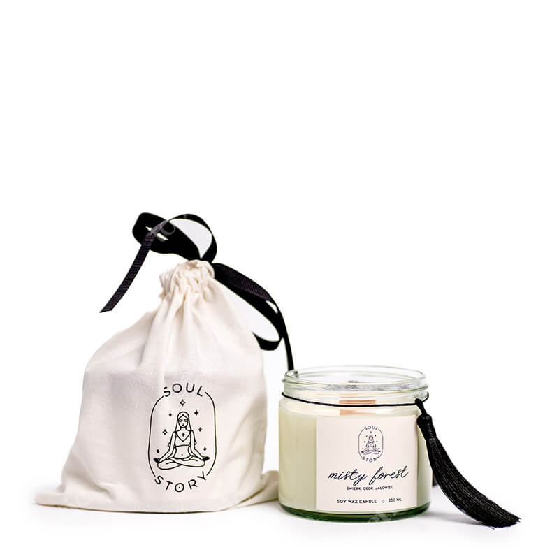 Soul Story Misty Forest Wood Candle Świeca sojowa z drewnianym knotem - zapach mokrego drewna, mchu i igliwia 230 ml