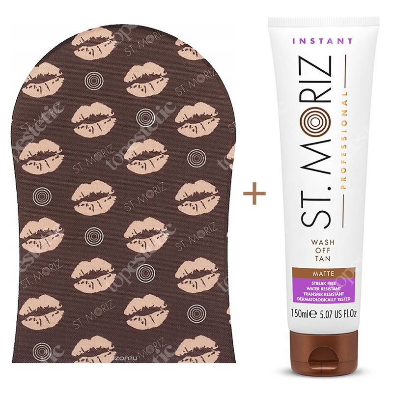St Moriz Wash Off Tan Matte + Tanning Applicator Mitt ZESTAW Bronzer do ciała (średni matowy) 150 ml + Rękawica