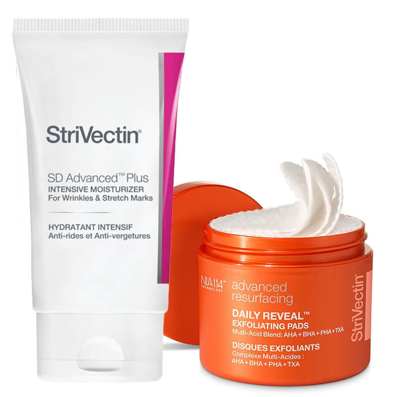 Strivectin Skin Moisturizer ZESTAW Płatki złuszczające 60 szt + Peptydowy krem nawilżający 118 ml