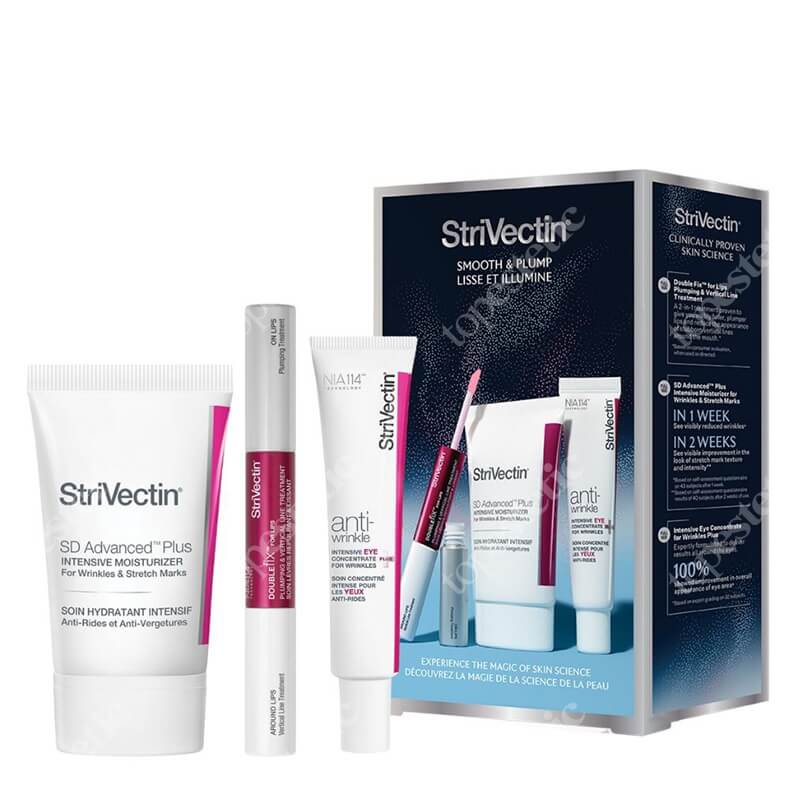 Strivectin Smooth And Plump ZESTAW Peptydowy krem 60 ml + Kuracja wypełniająca do ust 5 ml + Krem pod oczy 30 ml
