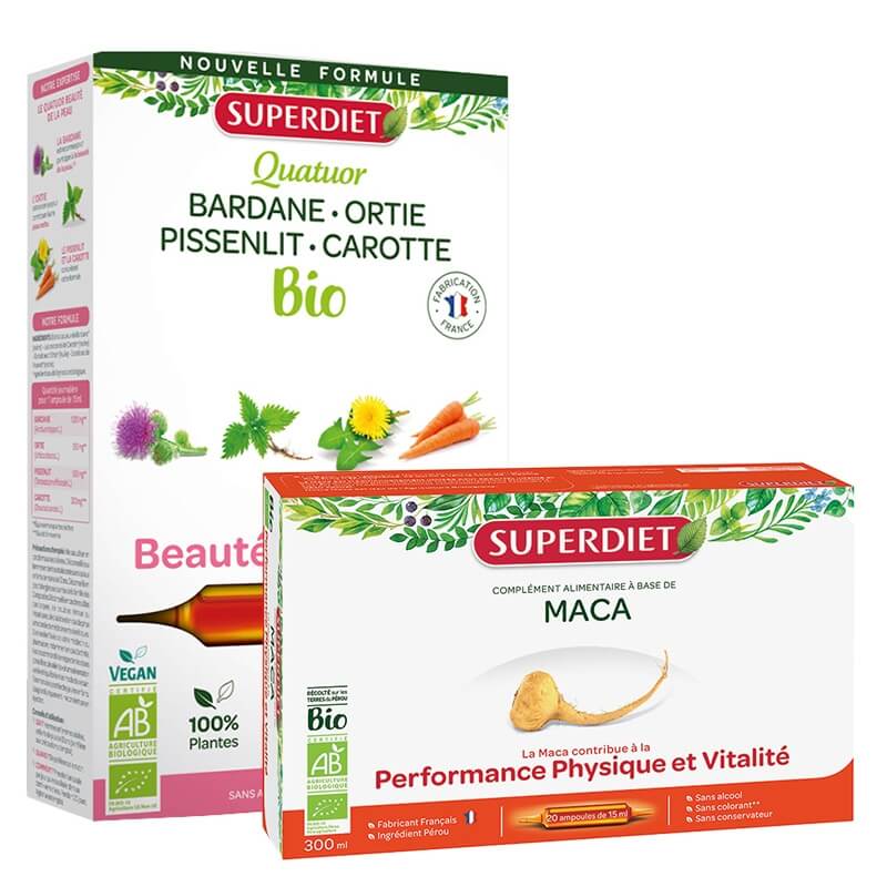 Super Diet Bardane Beaute Peau + Maca Bio ZESTAW Suplement diety 20x15 ml + Suplement diety 20x15 ml