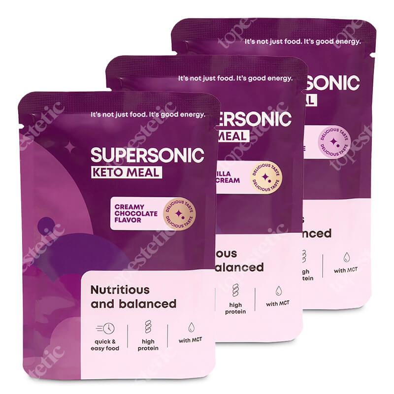 Supersonic Keto Meal Mix ZESTAW Lody waniliowe 80 g + Owoce leśne z limonką 80 g + Kremowa czekolada 80 g