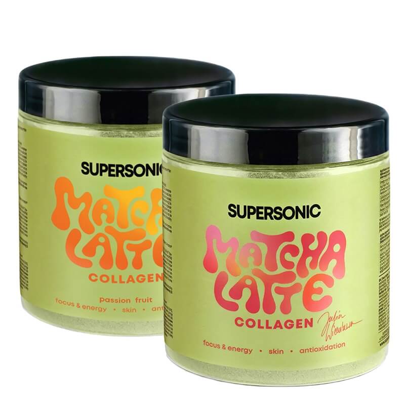 Supersonic Matcha Latte Collagen x 2 ZESTAW Matcha latte classic 280 g + Matcha latte marakuja 280 g