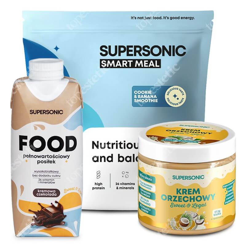 Supersonic Peanut Spread + Food Ready to Drink + Smart Meal ZESTAW Krem orzechowy 160 g + Posiłek - kremowa czekolada 330 ml + Posiłek - ciasteczkowo-bananowe smoothie 1300 g