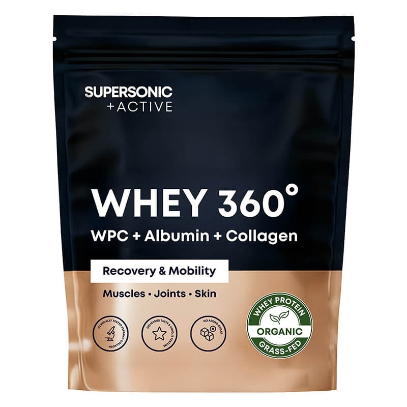 Supersonic WHEY 360° GRASS-FED Odżywka białkowa o smaku białej czekolady z malinami 500 g