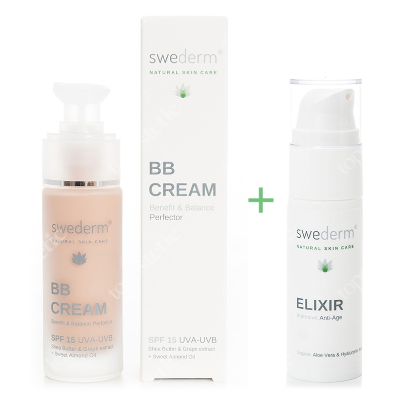Swederm Elixir + BB Cream SPF 15 UVA-UVB ZESTAW Serum przeciwstarzeniowe i wygładzające 30 ml + Krem BB do twarzy SPF15 30 ml