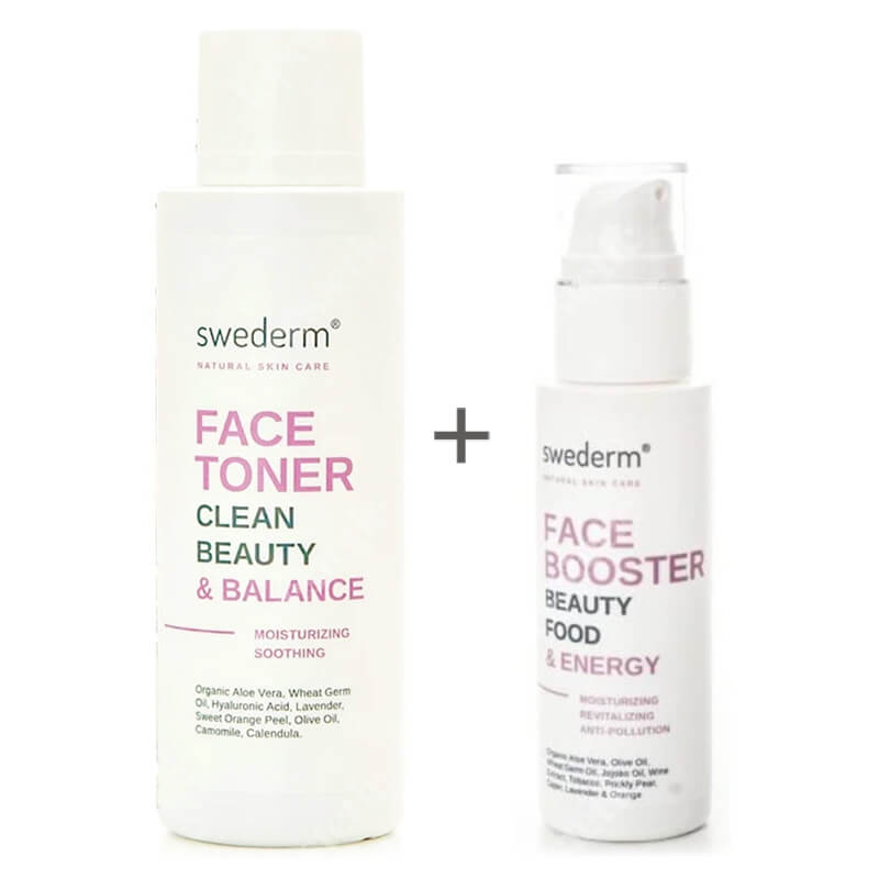 Swederm Face Toner + Face Booster ZESTAW Tonik do twarzy 200 ml + Wzmacniająca emulsja dla każdego rodzaju skóry 100 ml