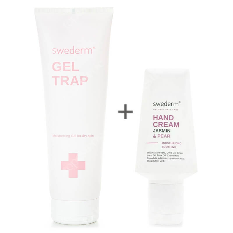 Swederm Hand Cream Jasmin Pear + Gel Trap ZESTAW Jaśminowy krem do dłoni 50 ml + Intensywnie nawilżający żel do ciała z kwasem hialuronowym i witaminą E 250 ml