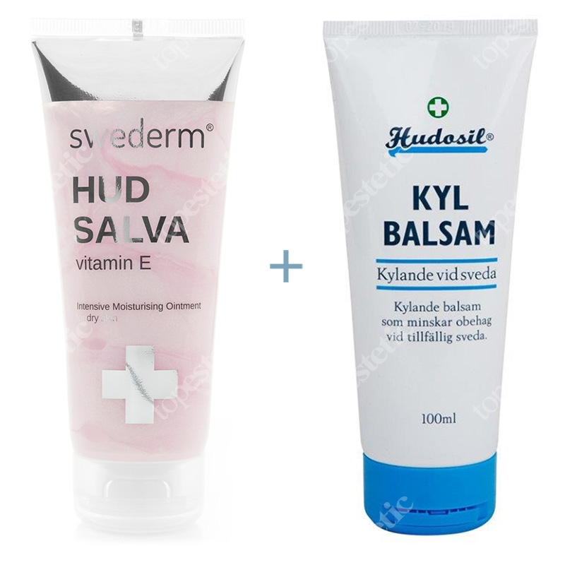 Swederm Hudsalva Vitamin E + Kyl Balsam ZESTAW Silnie natłuszczająca maść wzbogacona witaminą E 100 ml + Balsam chłodzący 100 ml