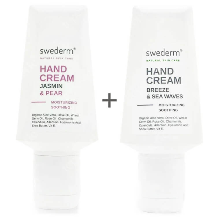 Swederm Krem Do Dłoni Dla Niej I Dla Niego ZESTAW Krem do dłoni o zapachu śródziemnomorskiej bryzy 50 ml + Jaśminowy krem do dłoni 50 ml