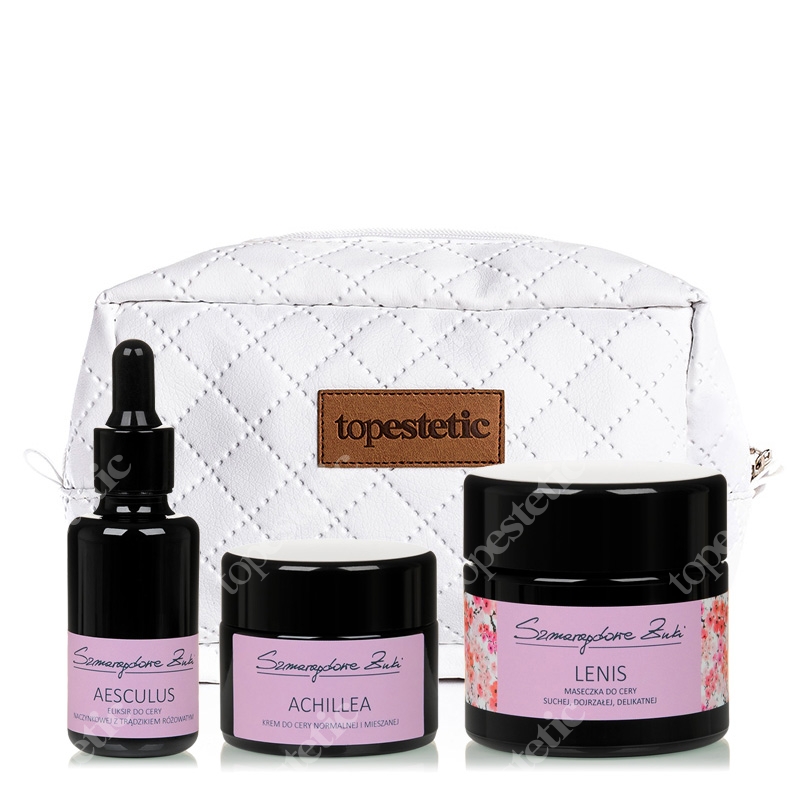 Szmaragdowe Żuki Lenis, Aesculus, Achillea ZESTAW Duży do cery naczynkowej (normalna, mieszana) 65 g + 30 ml + 30 ml + kosmetyczka