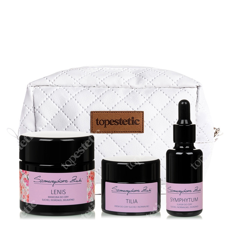 Szmaragdowe Żuki Lenis, Symphytum, Tilia ZESTAW Duży do cery suchej, normalnej, delikatnej, dojrzałej 65 g + 30 ml + 30 ml + kosmetyczka