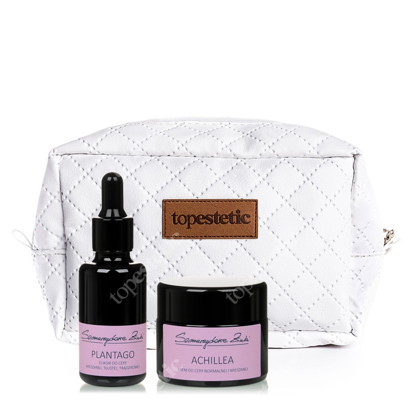 Szmaragdowe Żuki Plantago, Achillea ZESTAW do cery mieszanej, tłustej i trądzikowej 30 ml + 30 ml + kosmetyczka