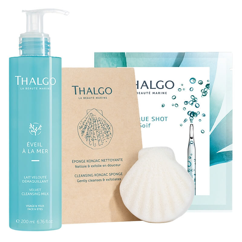Thalgo Cleansing And Hydrating Set ZESTAW Mleczko do demakijażu 200 ml + Nawilżająca maska w płachcie 20 ml + Gąbka konjac do mycia 1 szt GRATIS