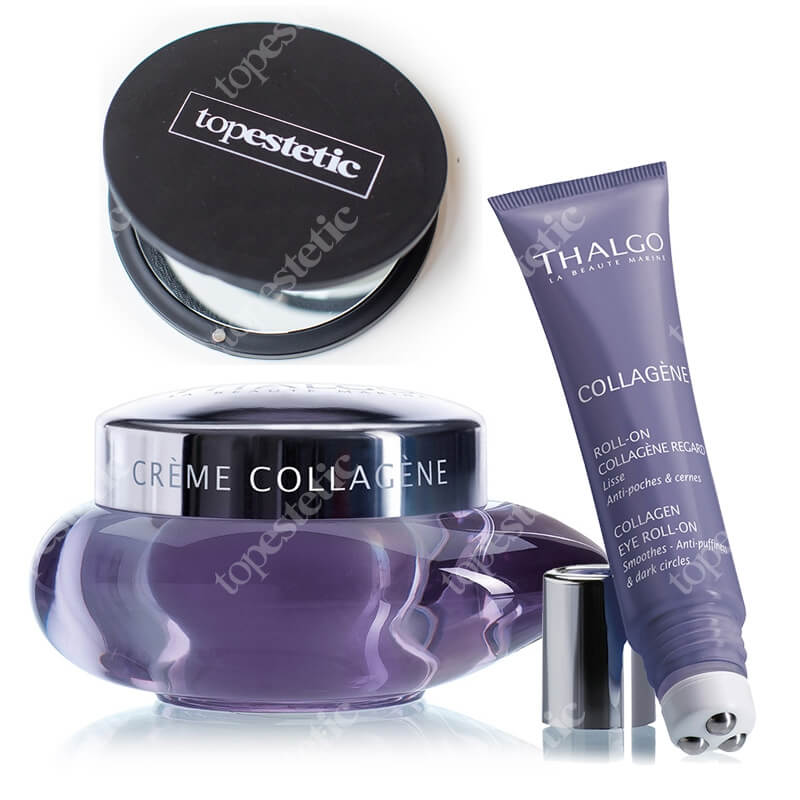 Thalgo Collagen Eye Roll On + Collagen Cream ZESTAW Żel z kolagenem do pielęgnacji okolic oczu 15 ml + Krem kolagenowy 50 ml + Lusterko Topestetic