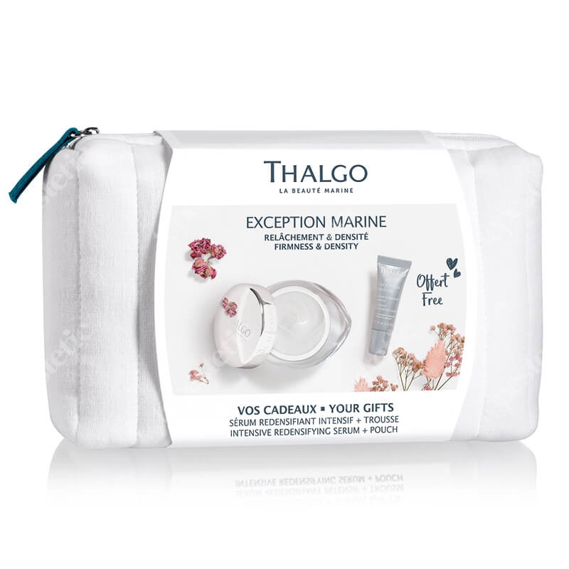 Thalgo Exception Marine ZESTAW Krem przywracający gęstość skórze 50 ml + Intensywne serum przywracające gęstość skórze 10 ml + Kosmetyczka