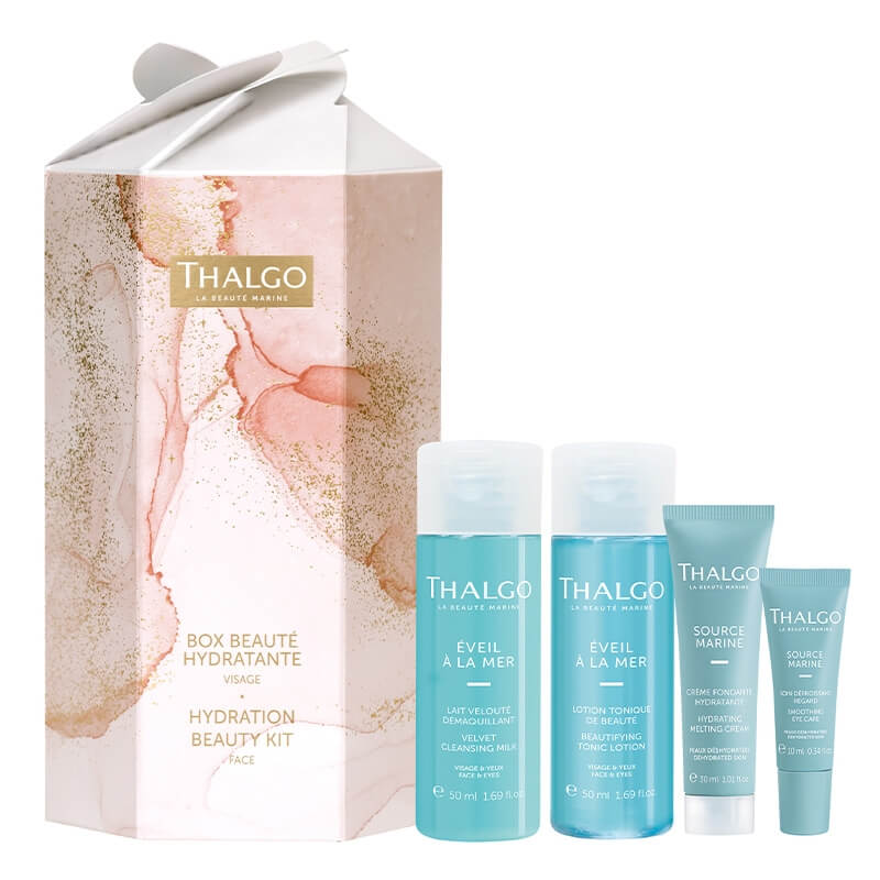 Thalgo Hydration Beauty Kit ZESTAW Mleczko do demakijażu 50 ml + Tonik 50 ml + Krem do skóry normalnej i suchej 30 ml + Fluid pod oczy 10 ml