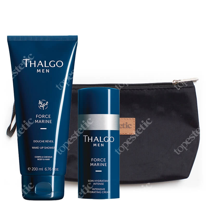 Thalgo Men Set ZESTAW Żel pod prysznic 200 ml + Nawilżający krem 50 ml + Kosmetyczka 1 szt
