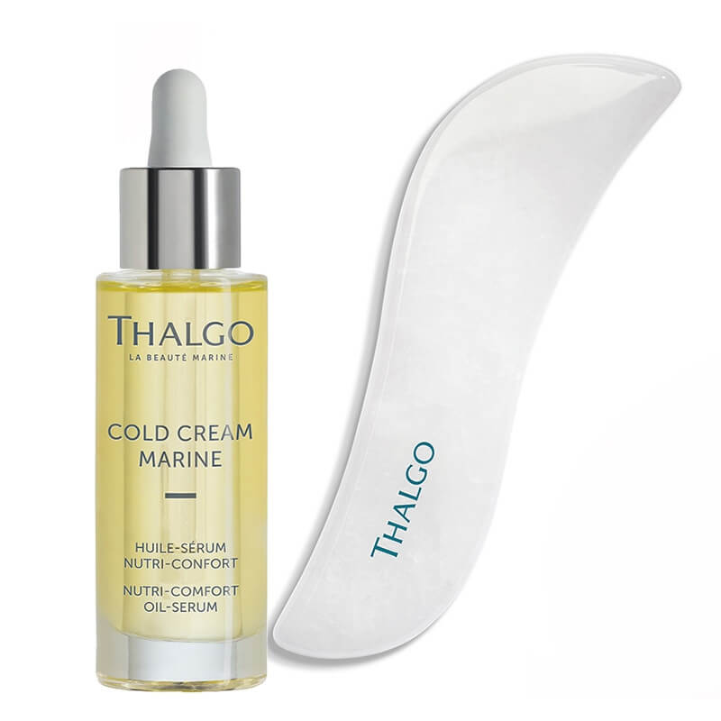 Thalgo Nutri-Comfort Set ZESTAW Suchy olejek 30 ml + Płytka do masażu twarzy gua sha 1 szt GRATIS