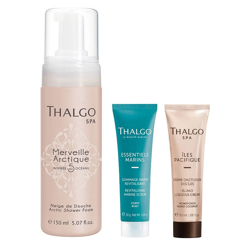 Thalgo Revitalising Body Set ZESTAW Peeling morski do ciała 30 g + Kremowa pianka pod prysznic 150 ml + Egzotyczny krem do ciała 30 ml
