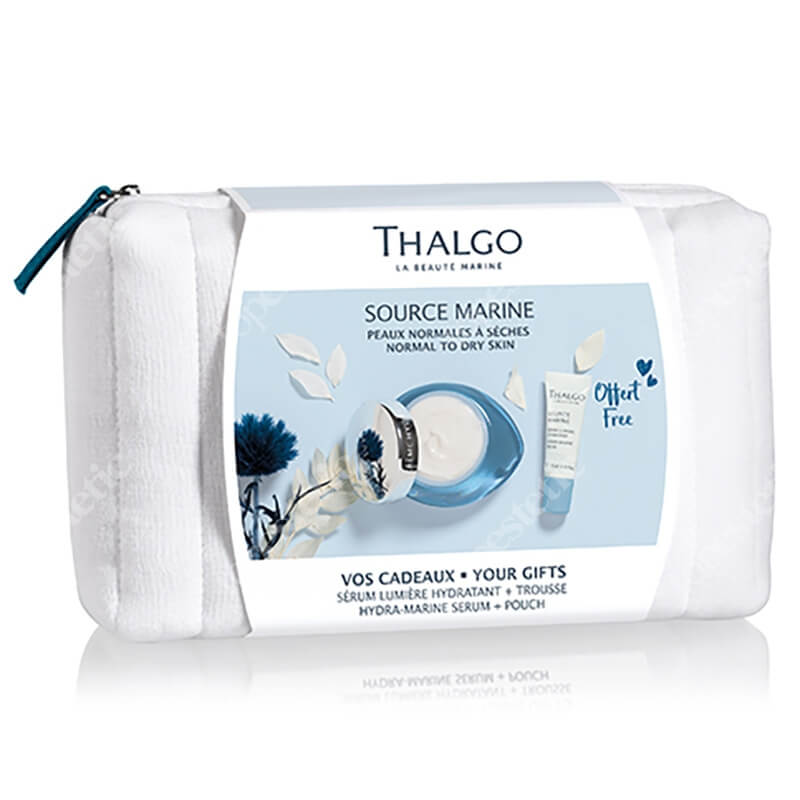 Thalgo Source Marine ZESTAW Krem nawilżający 24 h 50 ml + Serum nawilżające 10 ml + Kosmetyczka
