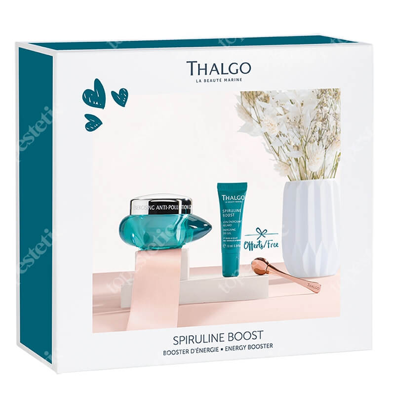 Thalgo Spiruline Boost ZESTAW Żel - krem 50 ml + Roll-on do pielęgnacji skóry wokół oczu 10 ml + Rolka do masażu okolic oczu 1 szt