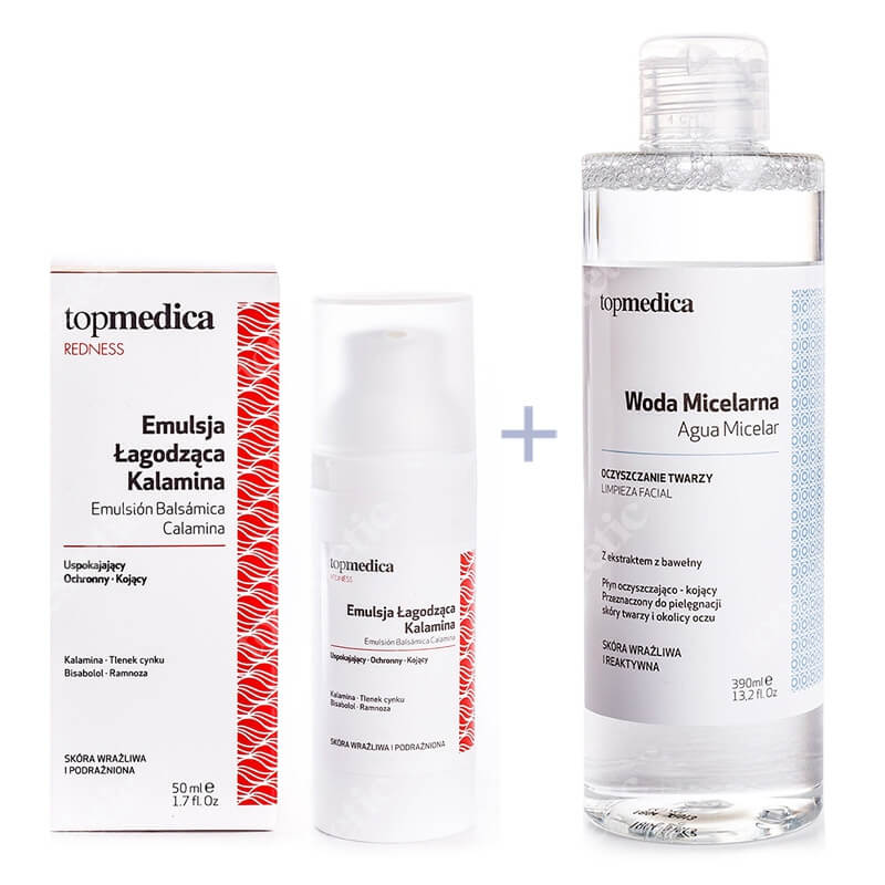 topmedica Emulsion Balsamica CalaminaAqua Micelar ZESTAW Emulsja Łagodząca Kalamina 50 ml + Woda Micelarna 390 ml