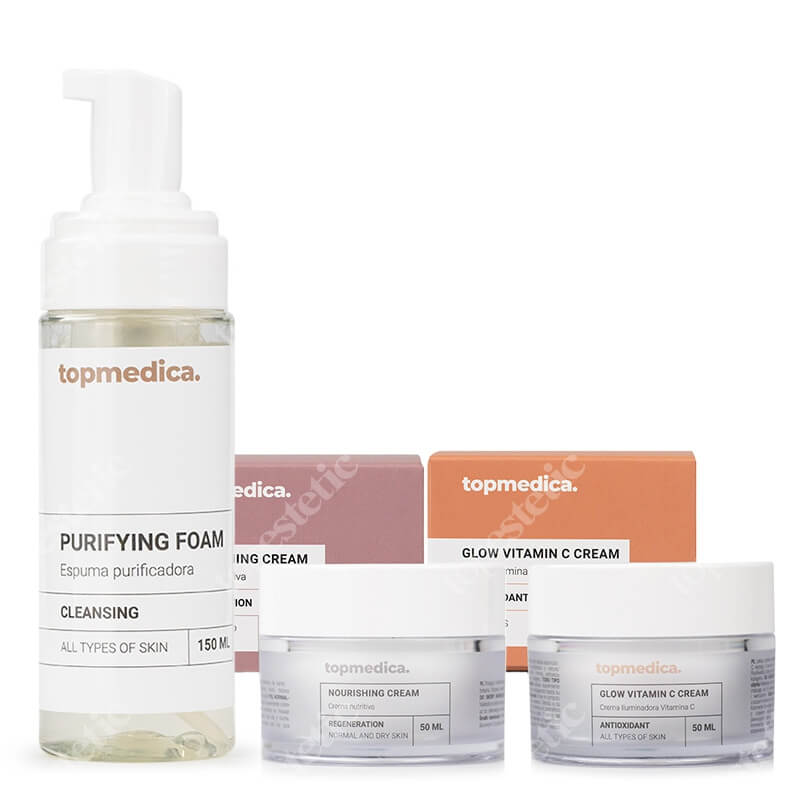 topmedica Odbudowa i Rozświetlenie ZESTAW Krem odbudowujący 50 ml + Pianka oczyszczająca 150 ml + Krem z witaminą C 50 ml