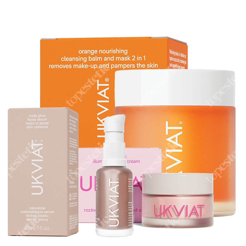 Ukviat Rainbow Care ZESTAW Usuwa makijaż i pielęgnuje skórę twarzy 90 ml + Dodaje blasku skórze twarzy 30 ml + Rozświetlający krem pod oczy 15 ml