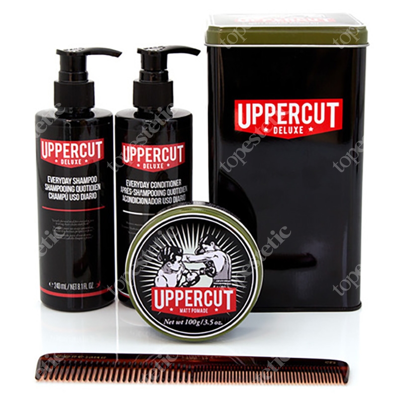 Uppercut Deluxe Matt Pomade Combo Kit ZESTAW Matowa pasta 100 g + Szampon 240 ml + Odżywka 240 ml + Grzebień 1 szt.