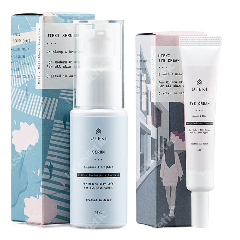 Uteki Uteki Face Care ZESTAW Serum 30 ml + Krem przeciwstarzeniowy pod oczy 10 g