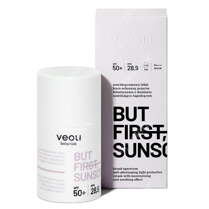 Veoli Botanica But First, Sunscreen SPF 50+ Szerokopasmowy, lekki krem ochronny 50 ml